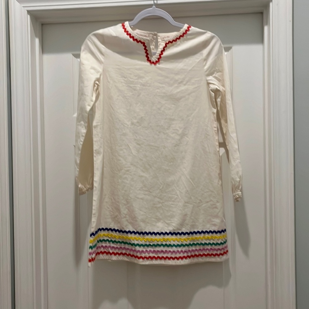 Mini boden girls cream rainbow Rickrack dress 11-12 yrs
